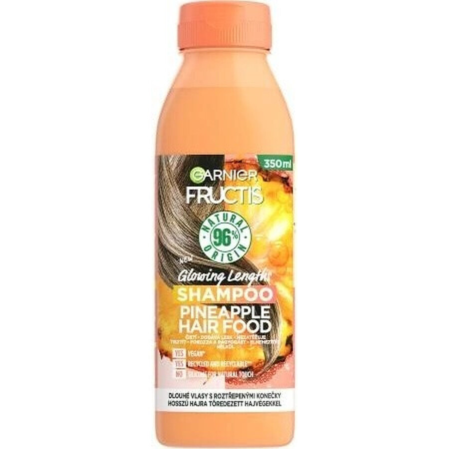 Garnier Fructis Hair Food Champú abrillantador a la piña para cabello largo, 350 ml 1×350 ml, Champú abrillantador