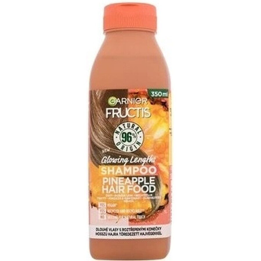 Garnier Fructis Hair Food Champú abrillantador a la piña para cabello largo, 350 ml 1×350 ml, Champú abrillantador