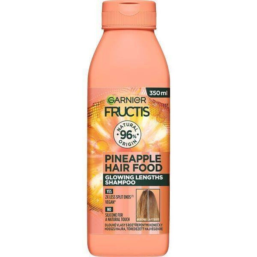 Garnier Fructis Hair Food Champú abrillantador a la piña para cabello largo, 350 ml 1×350 ml, Champú abrillantador