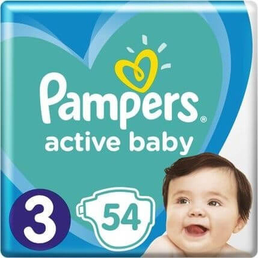 Pampers Active Baby Baby MP S4+ 1×54 Stück, Größe S4+, Babywindeln