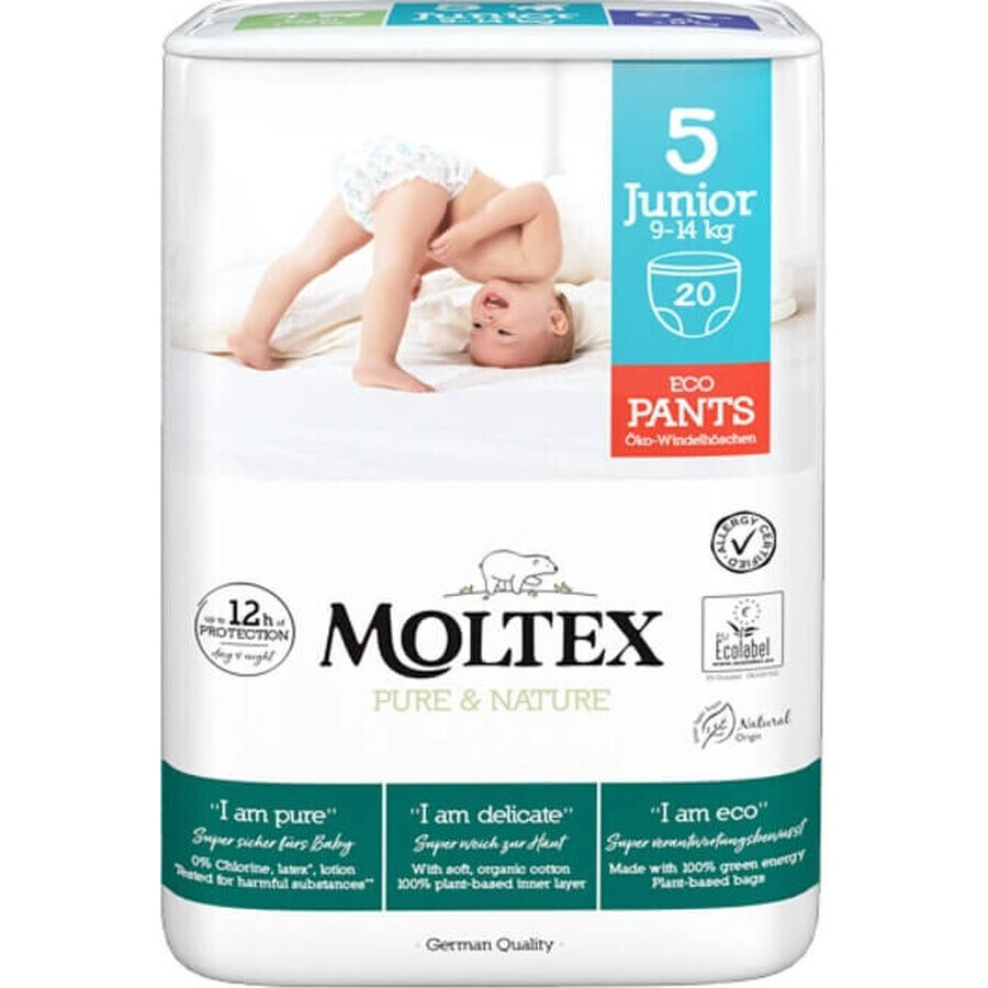 Moltex Pure & Nature Chiloți de scutec stretch Junior 9 -14 kg 1×20 buc, chiloți de scutec