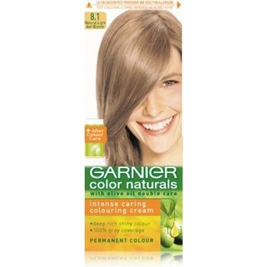 Garnier Color Naturals Tinte Permanente 8.1 Rubio Claro Platino 1×1 pieza, color de pelo