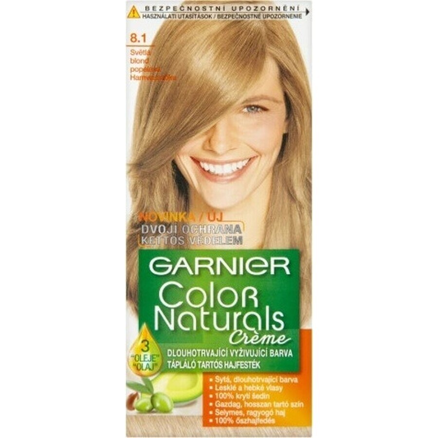 Garnier Color Naturals Tinte Permanente 8.1 Rubio Claro Platino 1×1 pieza, color de pelo