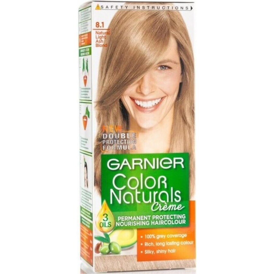 Garnier Color Naturals Tinte Permanente 8.1 Rubio Claro Platino 1×1 pieza, color de pelo