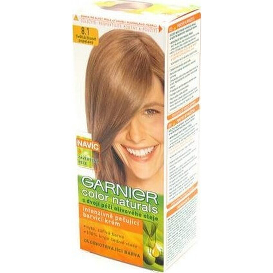 Garnier Color Naturals Tinte Permanente 8.1 Rubio Claro Platino 1×1 pieza, color de pelo