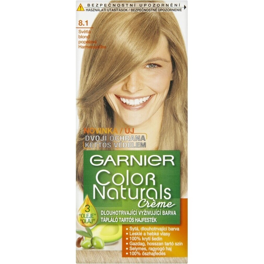 Garnier Color Naturals Tinte Permanente 8.1 Rubio Claro Platino 1×1 pieza, color de pelo