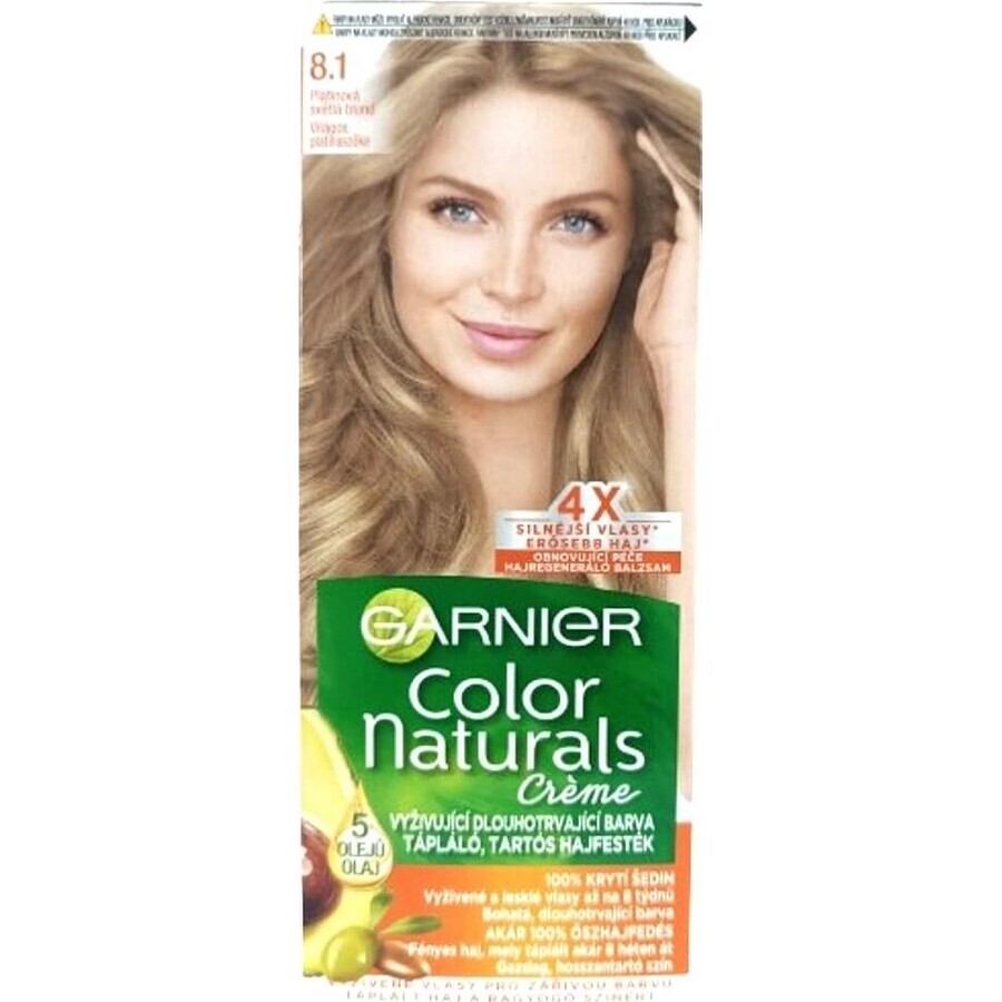 Garnier Color Naturals Tinte Permanente 8.1 Rubio Claro Platino 1×1 pieza, color de pelo