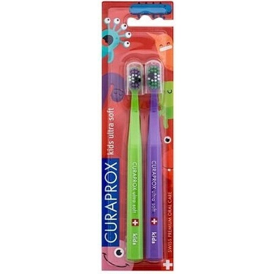 CURAPROX CS KIDs, brosse à dents DUO Edition 1×2 pcs, brosse à dents pour enfants