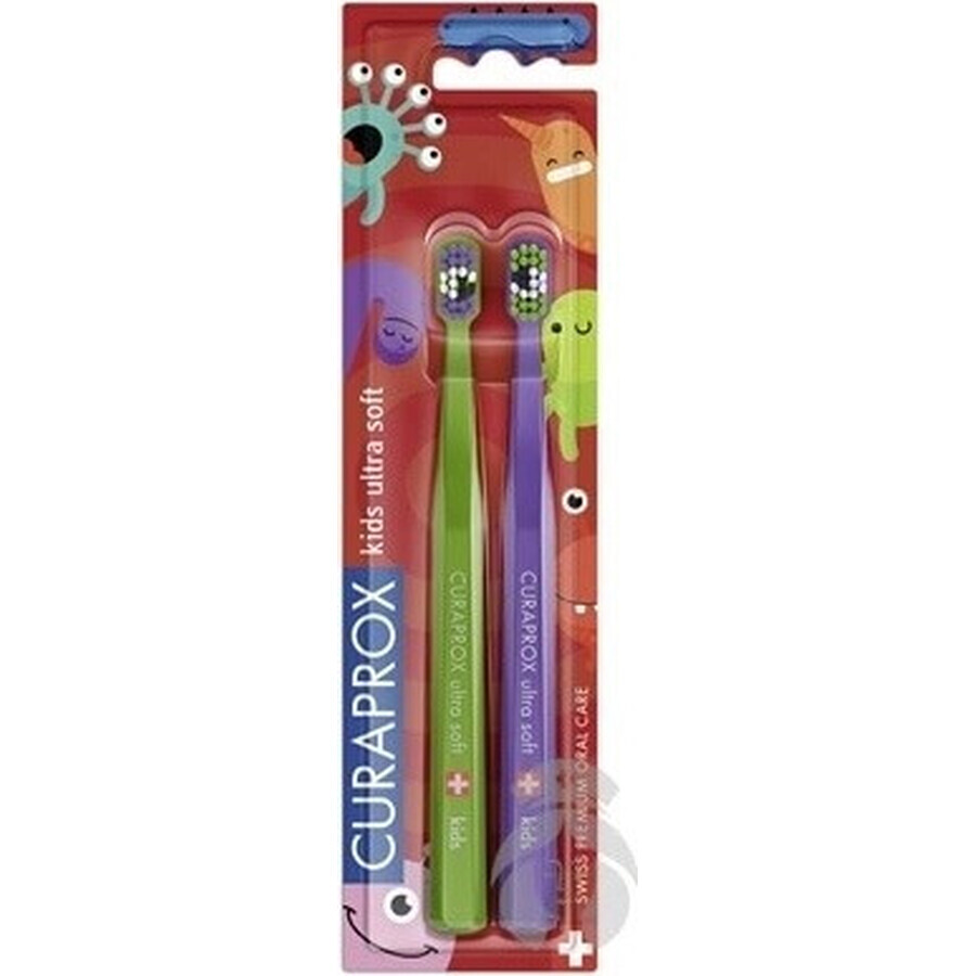 CURAPROX CS KIDs, brosse à dents DUO Edition 1×2 pcs, brosse à dents pour enfants