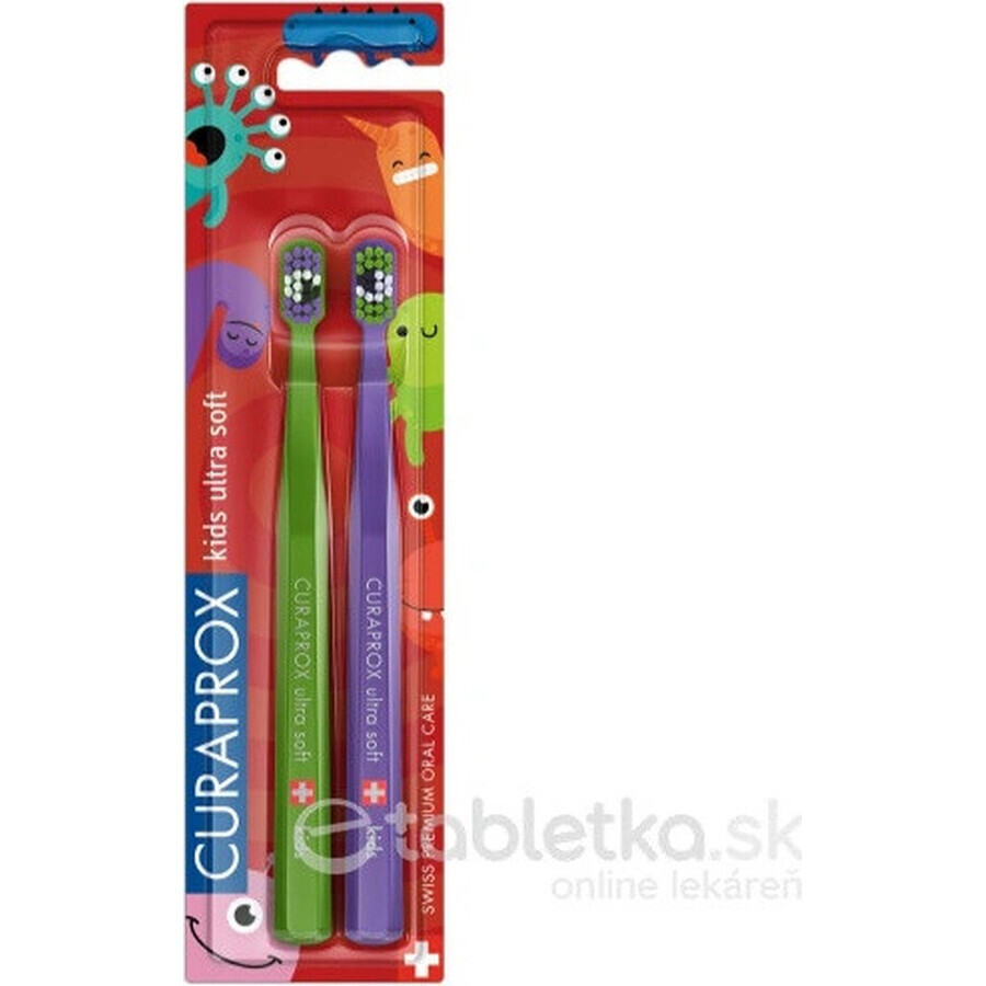 CURAPROX CS KIDs, brosse à dents DUO Edition 1×2 pcs, brosse à dents pour enfants