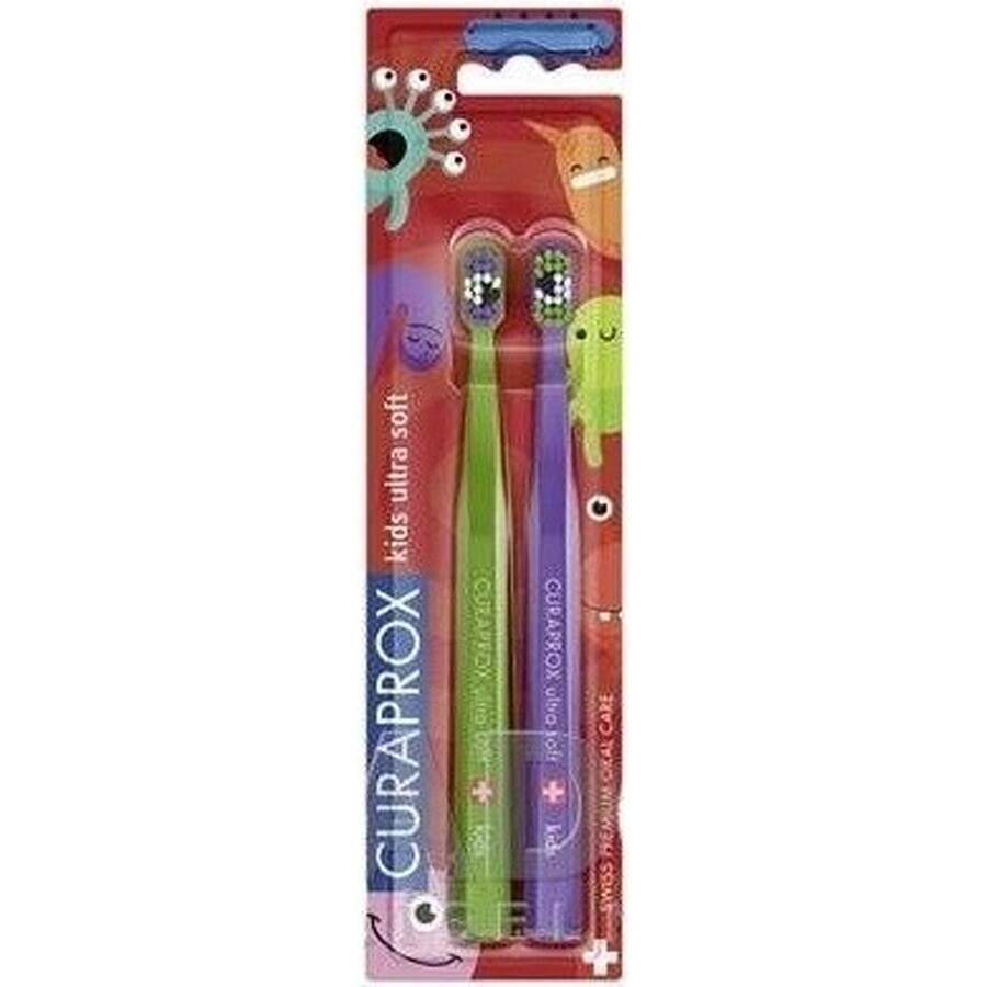 CURAPROX CS KIDs, brosse à dents DUO Edition 1×2 pcs, brosse à dents pour enfants