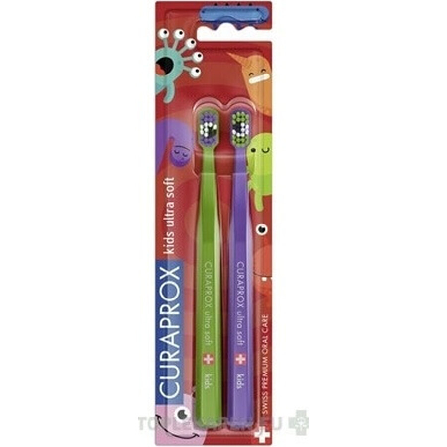 CURAPROX CS KIDs, brosse à dents DUO Edition 1×2 pcs, brosse à dents pour enfants