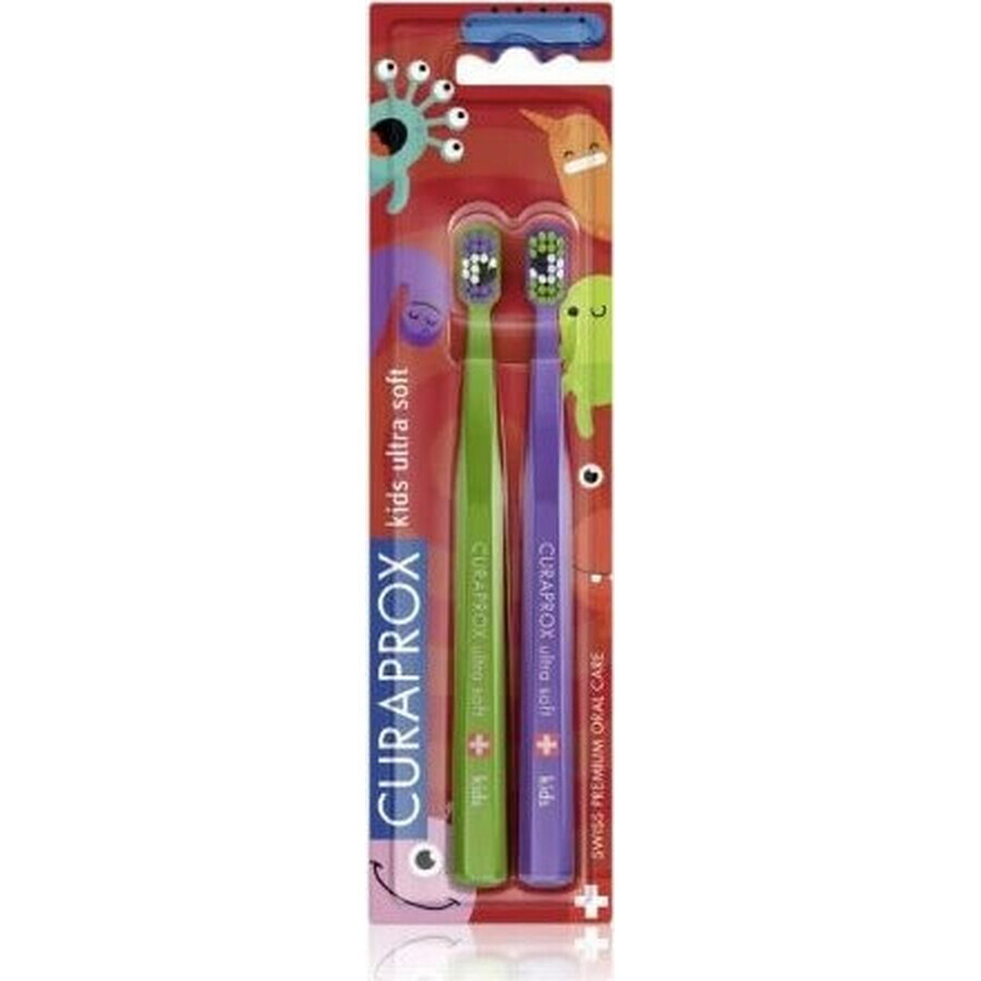 CURAPROX CS KIDs, brosse à dents DUO Edition 1×2 pcs, brosse à dents pour enfants