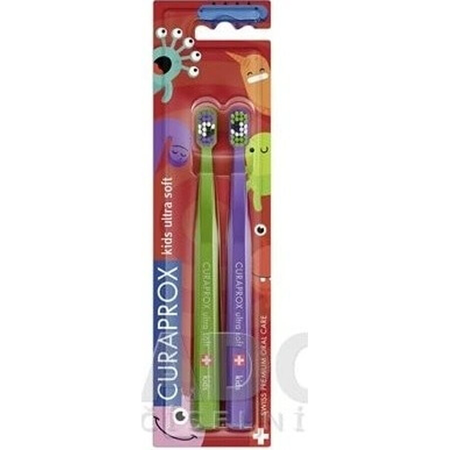 CURAPROX CS KIDs, brosse à dents DUO Edition 1×2 pcs, brosse à dents pour enfants