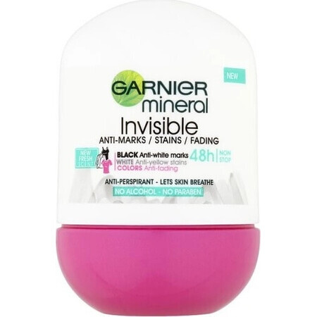 Garnier Invisible 48h 1×50 ml, antitranspirante perla antimanchas