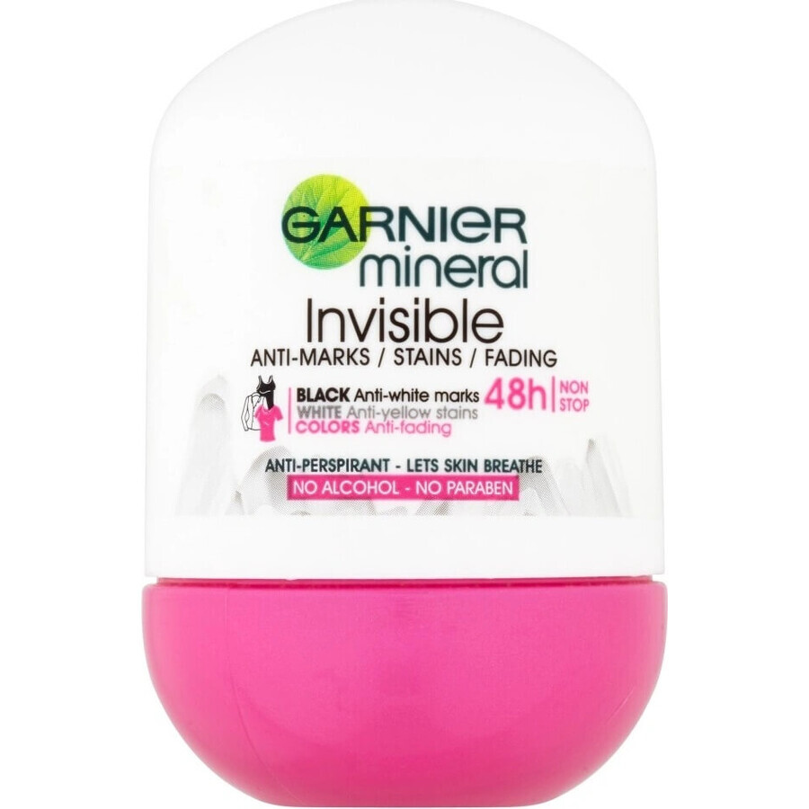 Garnier Invisible 48h 1×50 ml, antitranspirante perla antimanchas