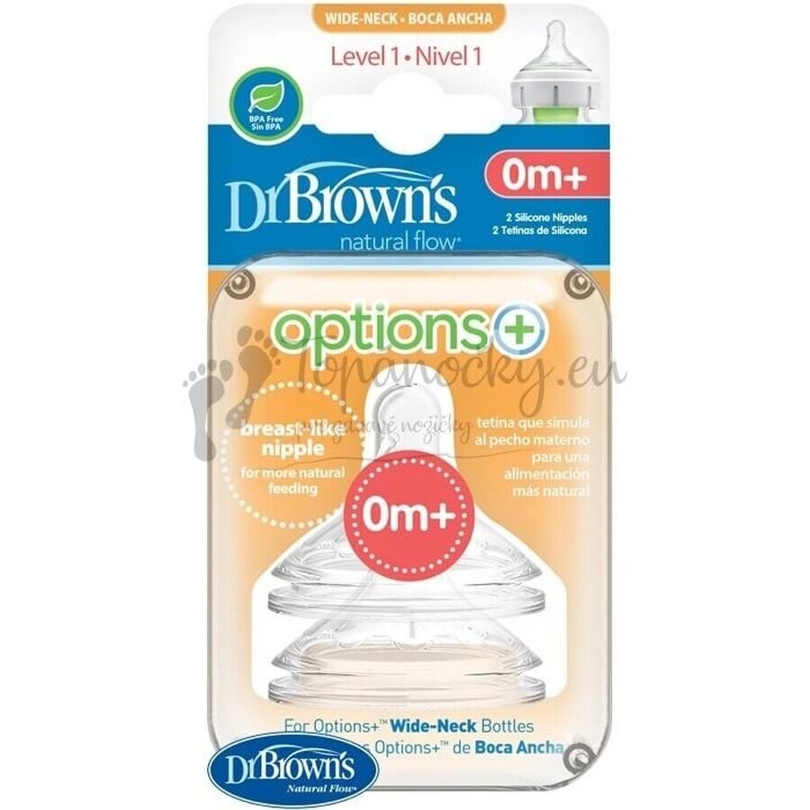 OPZIONI DEL Dr. BROWN+ LIVELLO 1 1×2 pezzi, collo largo, silicone, 0M+