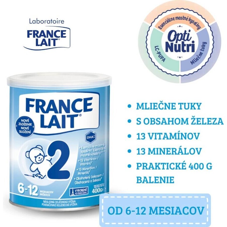 France Lait 2 Folgenahrung von 6-12 Monaten 1×400 g, Milchnahrung ab 6 Monaten