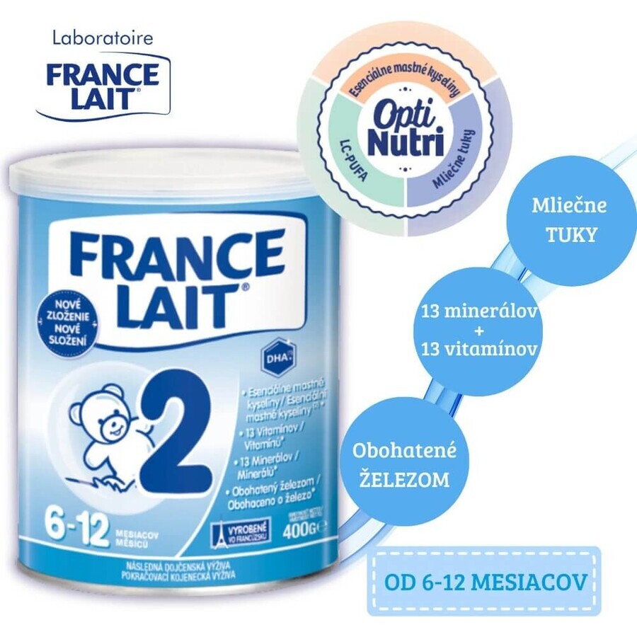 France Lait 2 Folgenahrung von 6-12 Monaten 1×400 g, Milchnahrung ab 6 Monaten