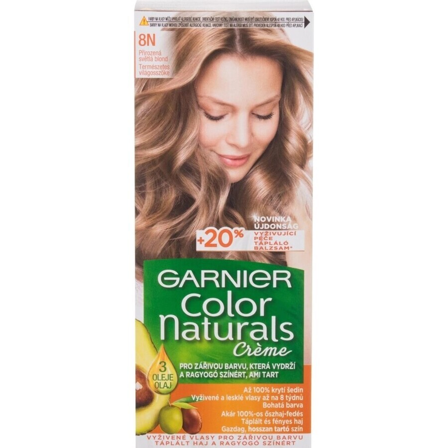 Garnier Color Naturals coloration permanente 8N coloration permanente 8N blond moyen 1×1 pièce, coloration cheveux