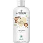 ATTITUDE Baby leaves schäumender Badeschaum mit Birnensaftgeschmack 1×473 ml, schäumende Handseife für Babys