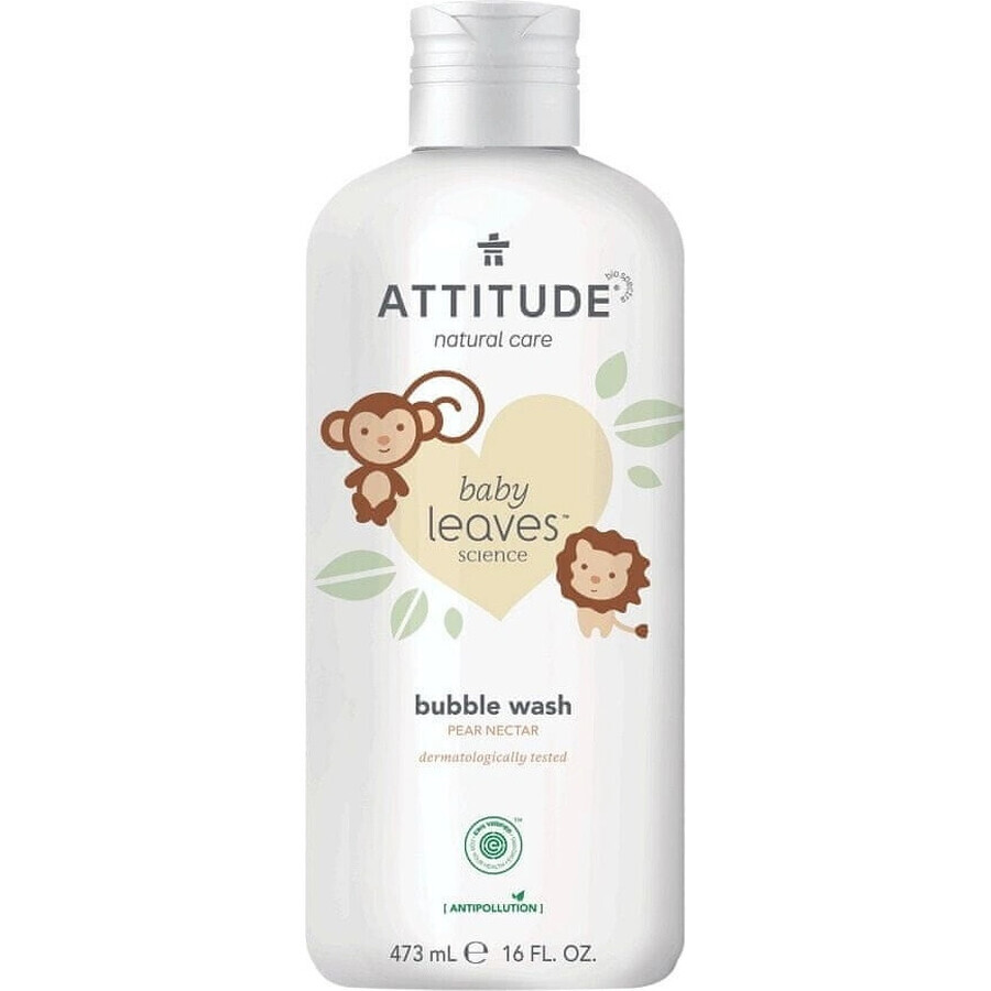 ATTITUDE Baby leaves schäumender Badeschaum mit Birnensaftgeschmack 1×473 ml, schäumende Handseife für Babys