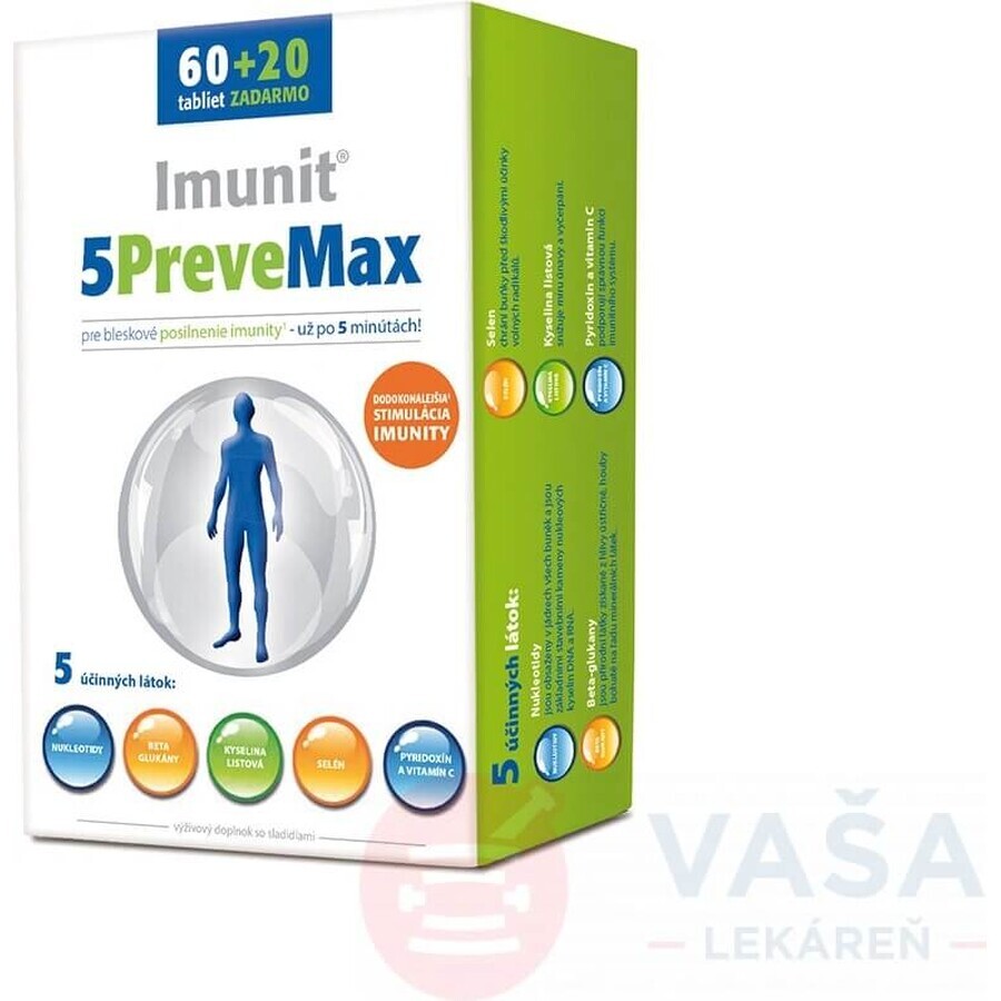 Imunit 5PreveMax 1×80 tbl, (cu nucleotide și betaglucan)