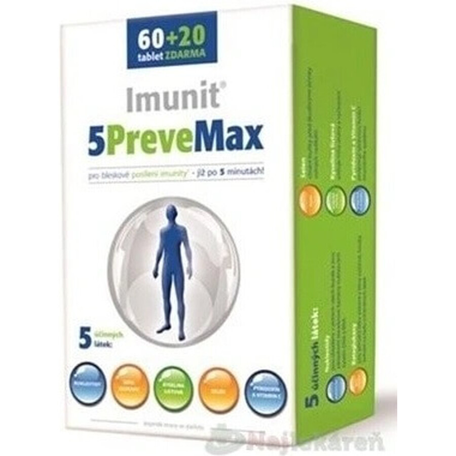 Imunit 5PreveMax 1×80 tbl, (cu nucleotide și betaglucan)