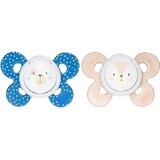 CHICCO Physio Comfort silicone pacifier boy - cat / fox 2 pcs, 6-16 m 1×2 pcs, orthodontic pacifier