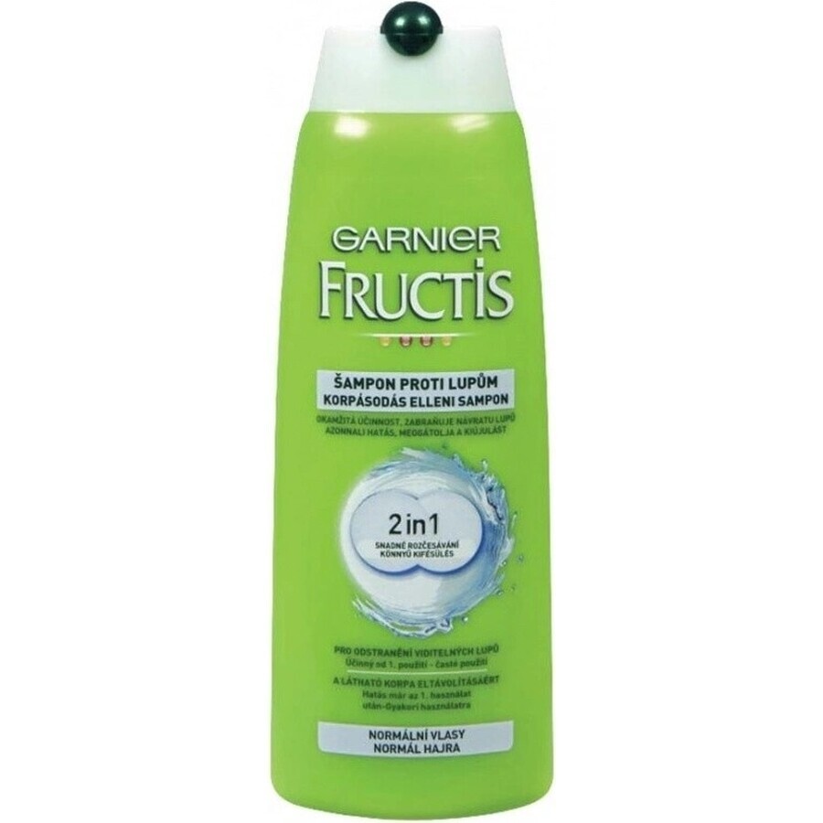 Garnier Fructis Champú Limpiador Anticaspa para todo tipo de cabellos con caspa 1×250 ml, champú