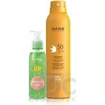 BABÉ SUN Sonnenschutzspray SPF 50 + Aloe vera Gel, 1x1 Set 1x200 + 90 ml, Sonnenschutzspray + Geschenk: kühlendes Gel