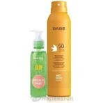 BABÉ SUN Sonnenschutzspray SPF 50 + Aloe vera Gel, 1x1 Set 1x200 + 90 ml, Sonnenschutzspray + Geschenk: kühlendes Gel