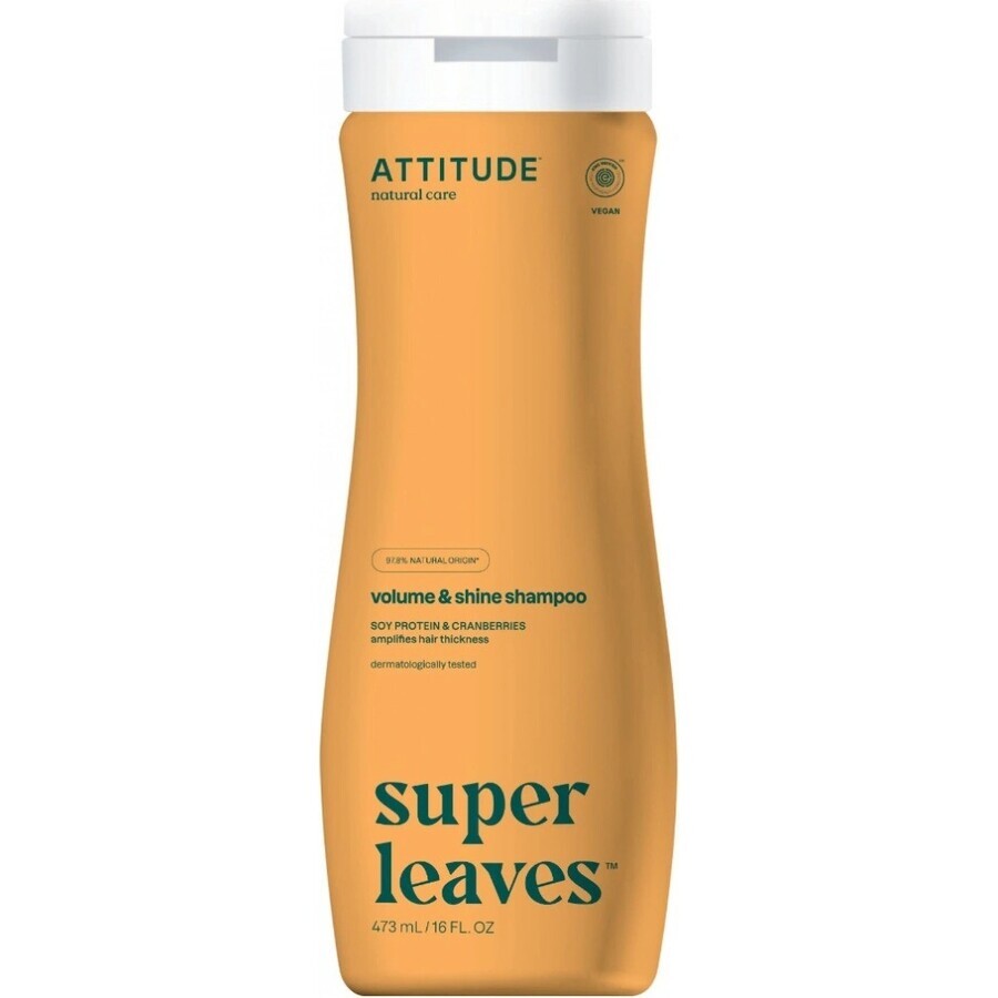 ATTITUDE Naturshampoo Superblätter mit entgiftender Wirkung - Glanz und Volumen für feines Haar 1×473 ml, Naturshampoo