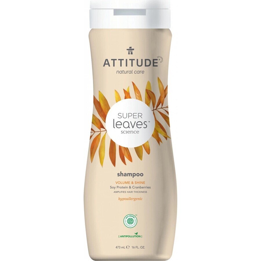 ATTITUDE Naturshampoo Superblätter mit entgiftender Wirkung - Glanz und Volumen für feines Haar 1×473 ml, Naturshampoo