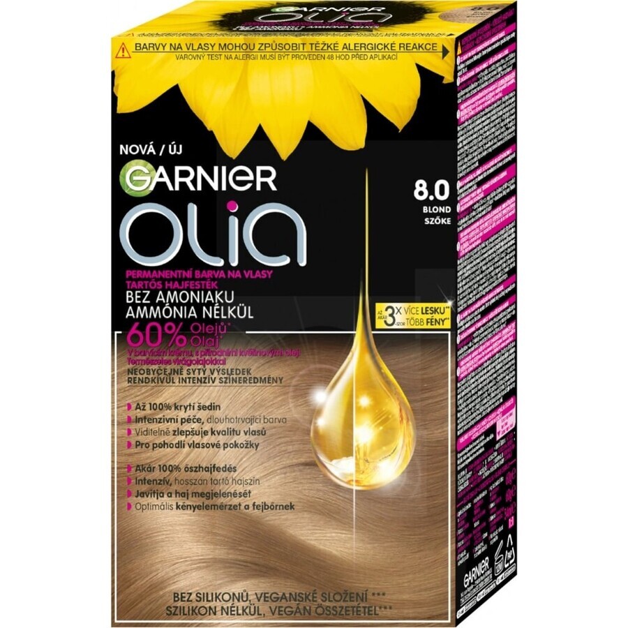 Garnier Olia Permanent Hair Colour 8.0 Blond 1×1 set, permanent hair colour