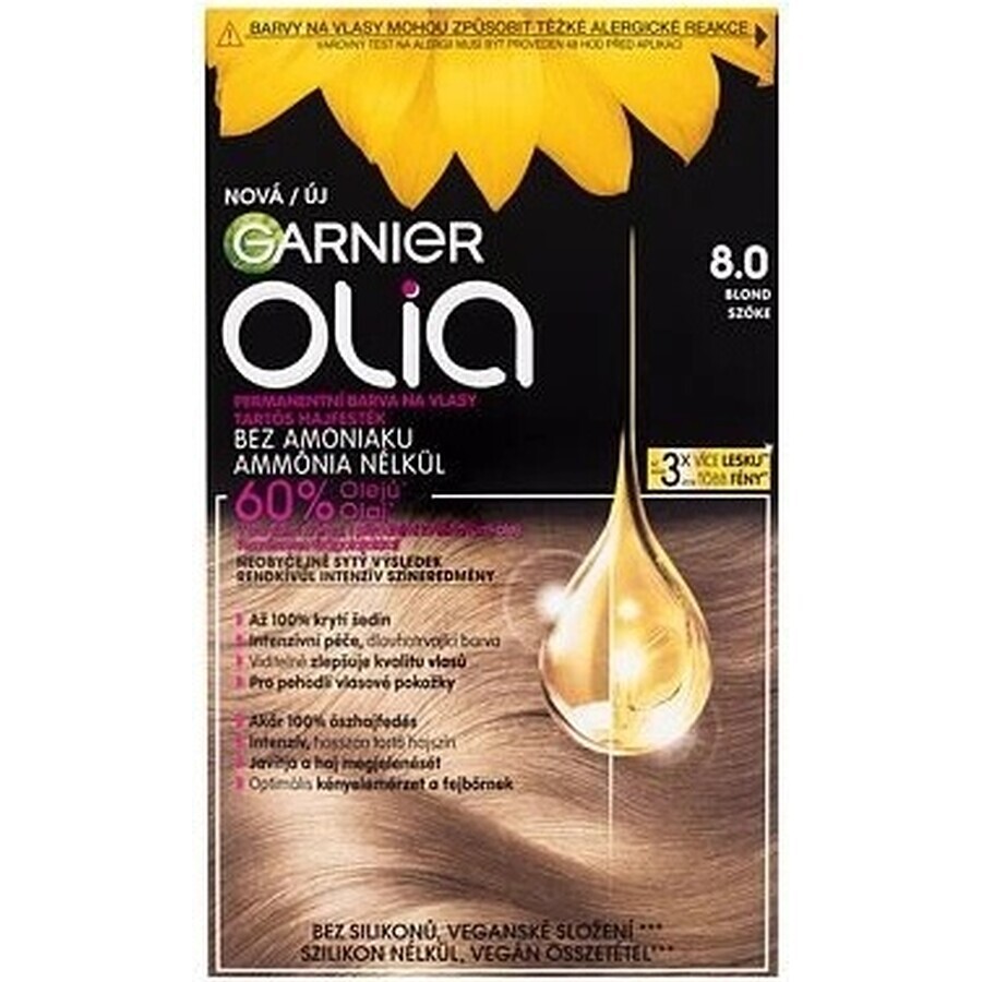 Garnier Olia Permanent Hair Colour 8.0 Blond 1×1 set, permanent hair colour