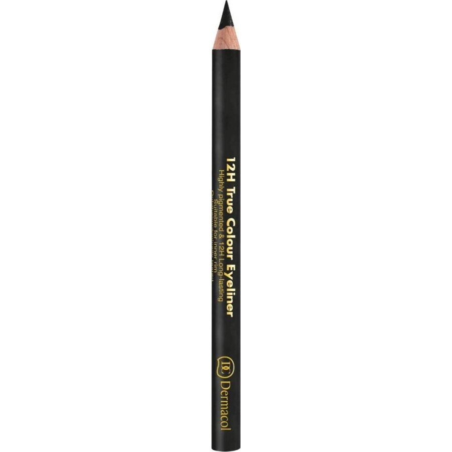 Dermacol Eye Pencil 12H True Colour Eyeliner No.8 1×1 St., Holzkugelschreiber, schwarz