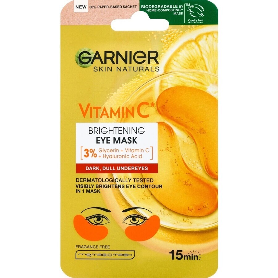 Garnier Skin Naturals masque éclaircissant pour les yeux avec vitamine C 1×5 g, masque pour les yeux