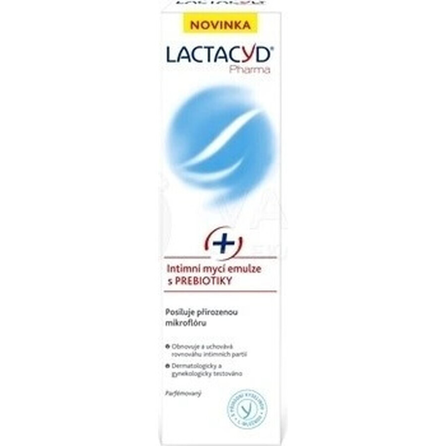 Lactacyd Intim-Reinigungsemulsion mit Präbiotika Pharma Prebiotic Plus 1×250 ml, Intim-Reinigungsemulsion