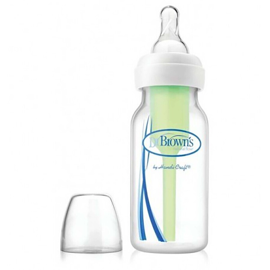 Dr.BROWN'S BABY BOTTLE OPTIONS+ 250 ml 1×1 pz, stretto, 0M+, anticolica, plastica, bianco