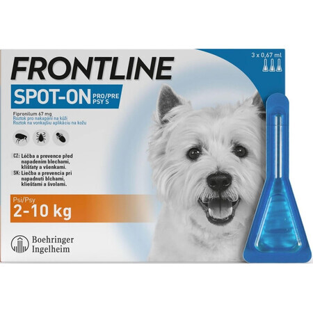 FRONTLINE spot-on pentru DOG S 3 x 0.67 ml 3x0.67 ml, soluție pentru câini