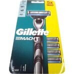 GILLETTE MACH3 SHAVER + 5NH Set 1×1, rasoio + 5 testine di ricambio