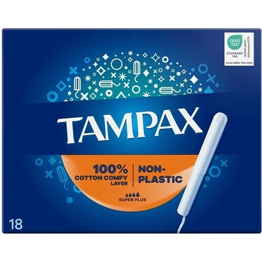 Tampax NON-PLASTIC Super Plus 18 pcs 1×18 pcs, tampons