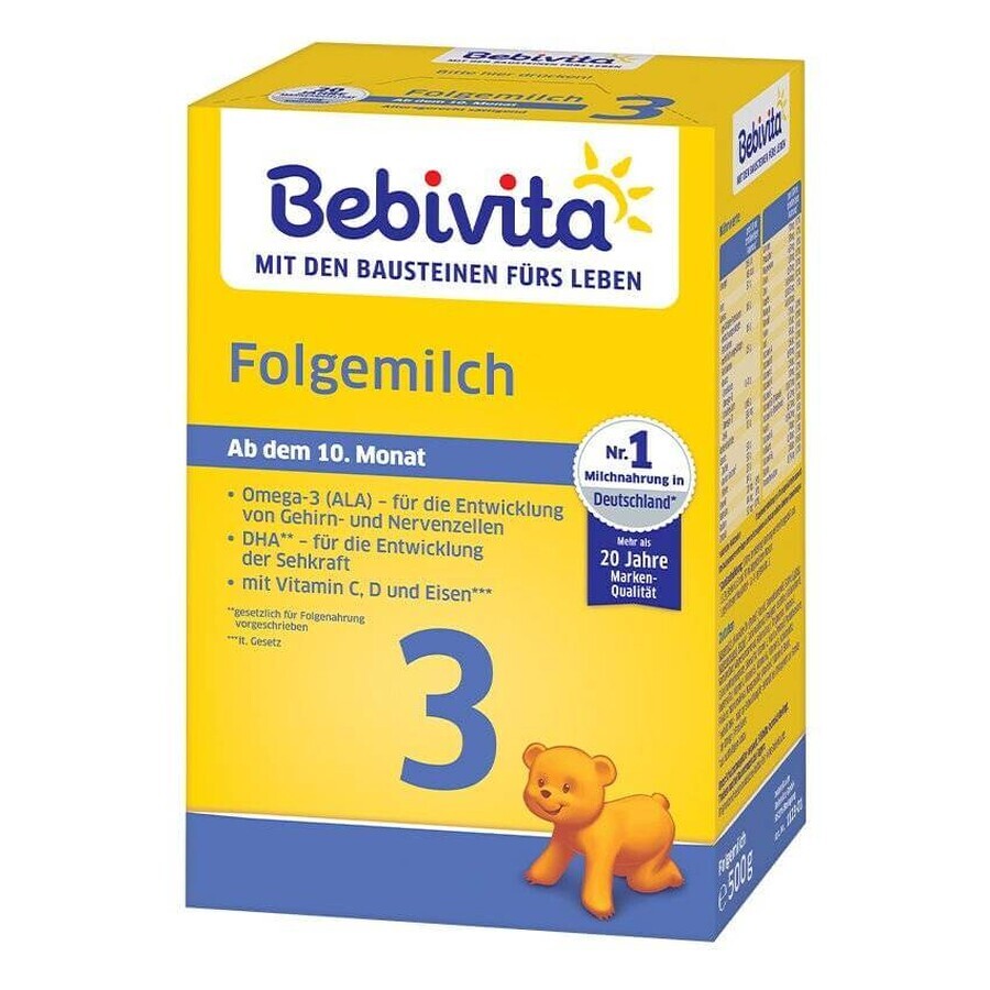 BEBIVITA Milk 3 UK instant opvolgmelk. 9 maanden, 500 g 1×500 g