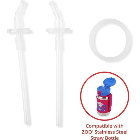 SKIP HOP Replacement Straws 2 pcs for Zoo 1×2 pcs Stainless Steel Zoo Glass 1×2 pcs