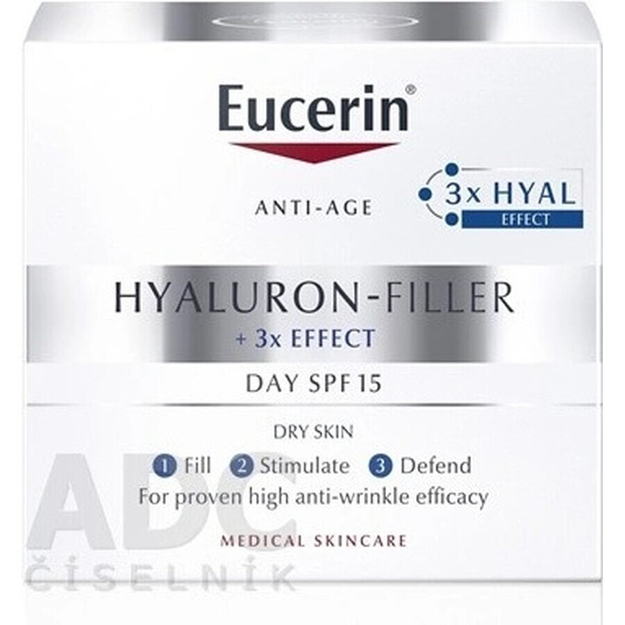 Eucerin HYALURON-FILLER crème de jour anti-rides 1×50 ml, crème pour peau sèche