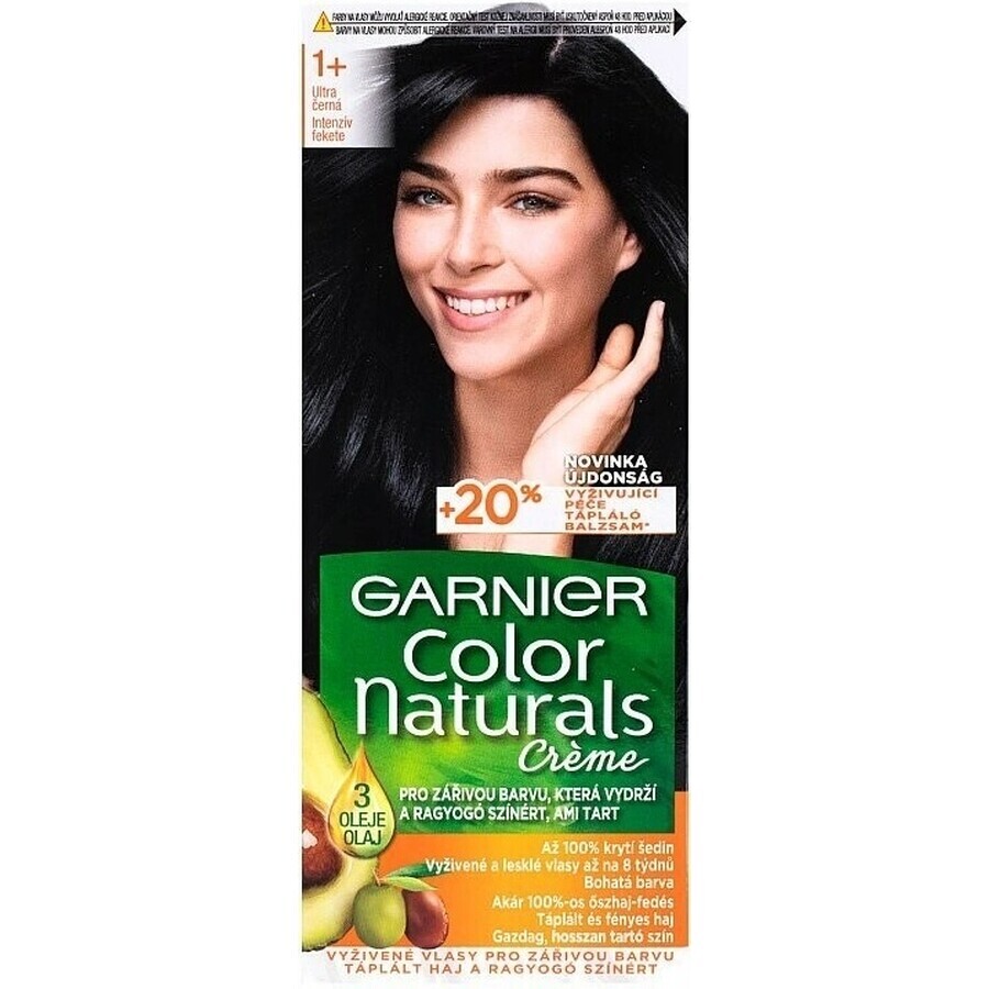 Garnier Color Naturals colore permanente per capelli 1+ Ultra Black 1×1 pezzo, colore per capelli