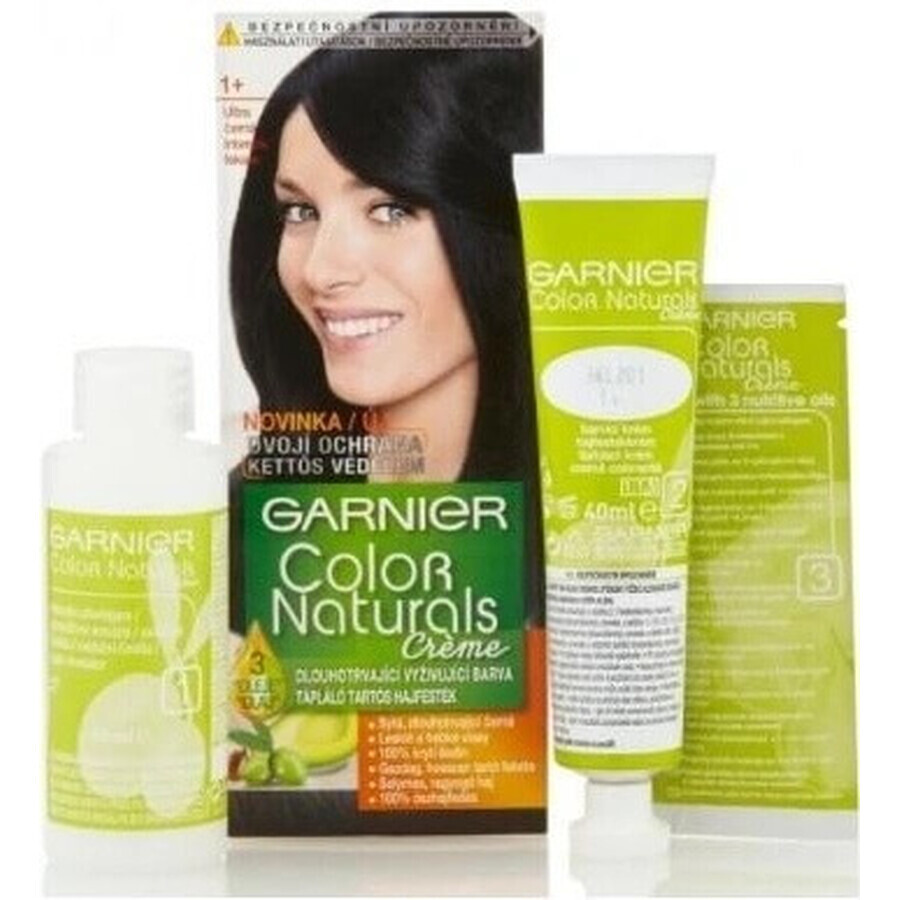 Garnier Color Naturals colore permanente per capelli 1+ Ultra Black 1×1 pezzo, colore per capelli