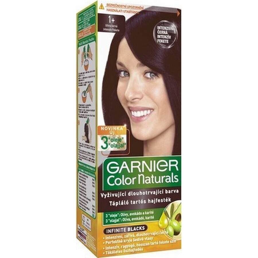 Garnier Color Naturals colore permanente per capelli 1+ Ultra Black 1×1 pezzo, colore per capelli