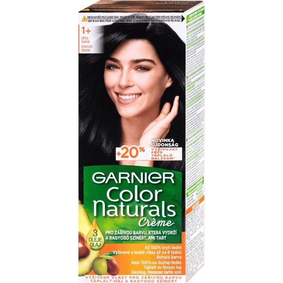 Garnier Color Naturals colore permanente per capelli 1+ Ultra Black 1×1 pezzo, colore per capelli